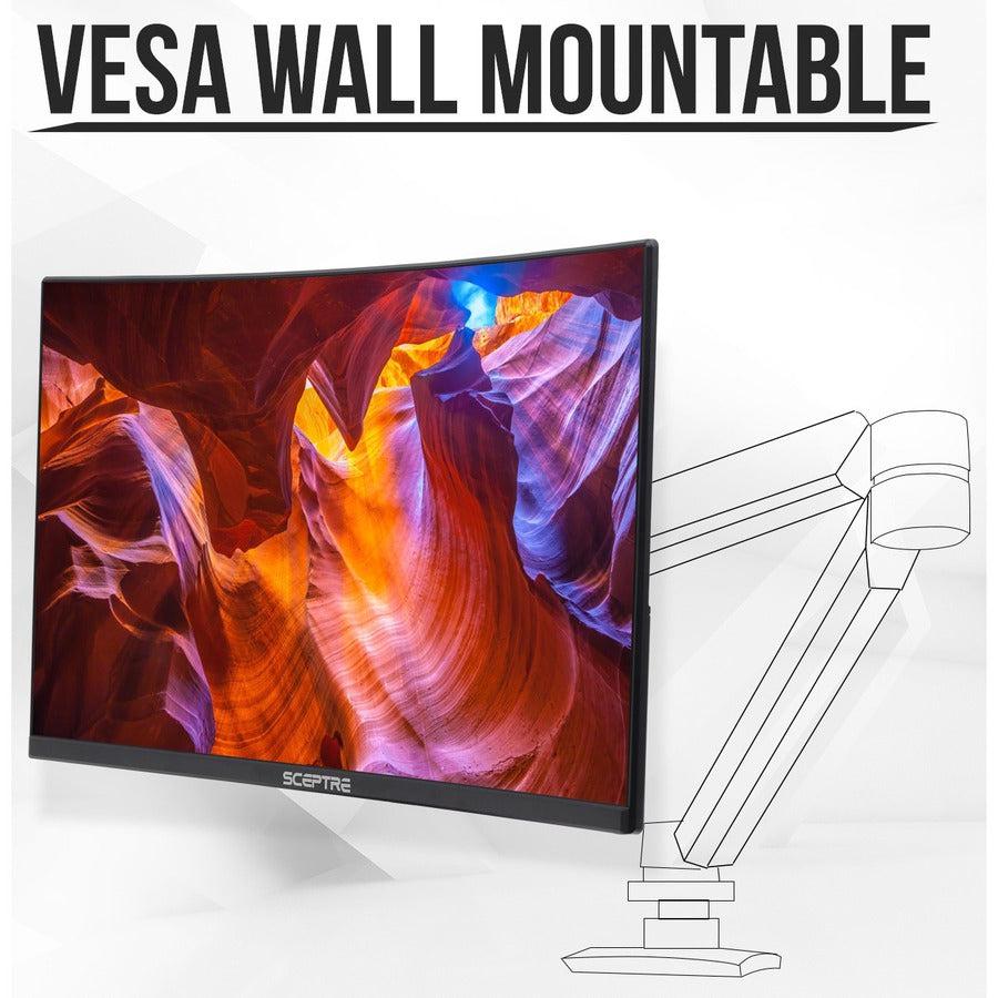 Sceptre Curved 27" 75Hz Led Monitor Hdmi Vga Build-In Speakers, Edge-Less Metal- Black (C275W-1920Rn)