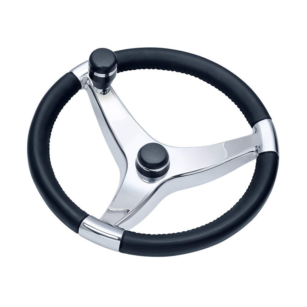 Schmitt Marine Evo Pro 316 Cast Stainless Steel Steering Wheel w/Control Knob - 15.5"