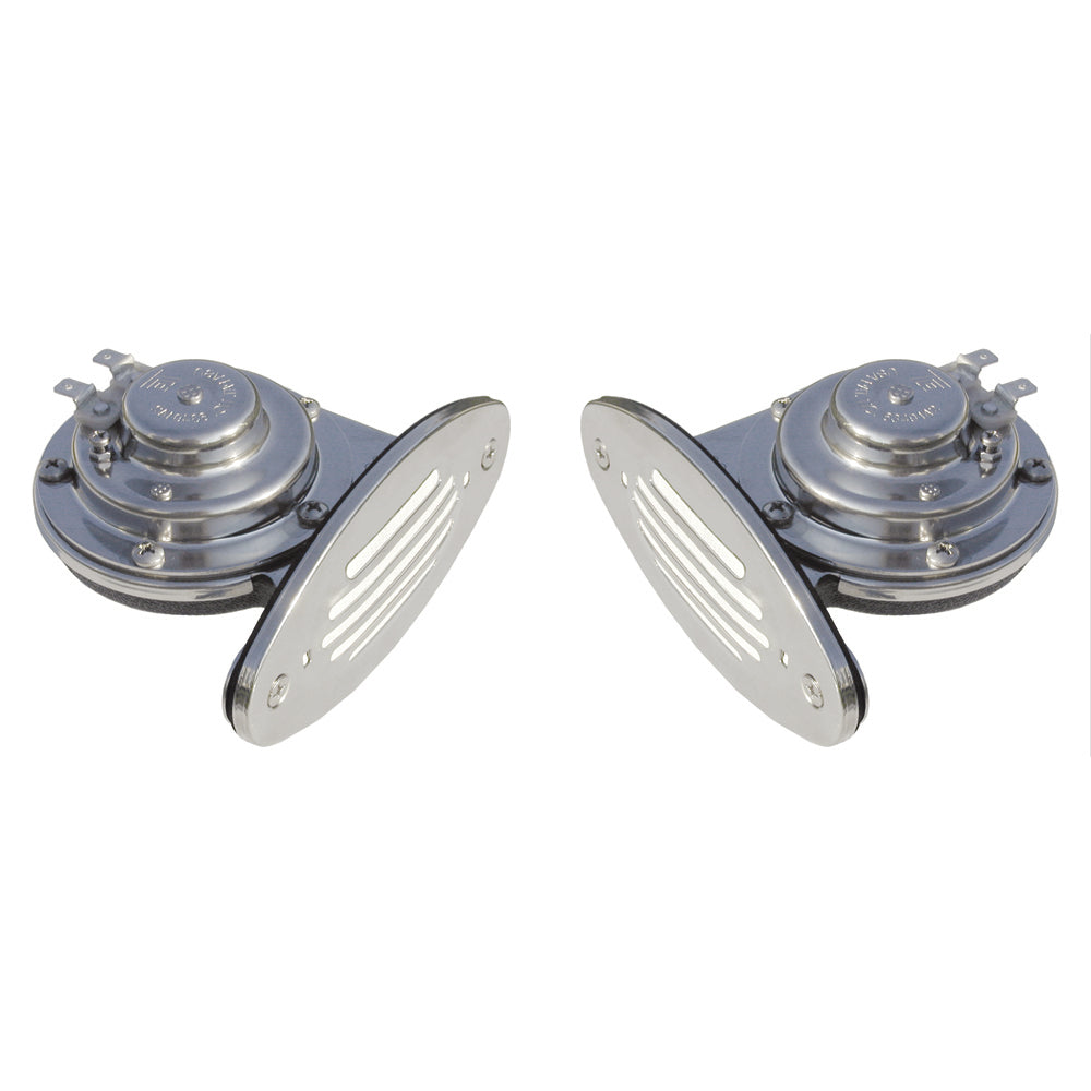 Schmitt Marine Mini Stainless Steel Dual Drop-In Horn w/Stainless Steel Grills High &amp;