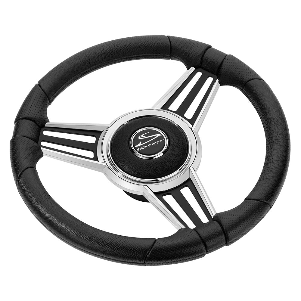 Schmitt Marine PU30 14" Wheel - Chrome Cap &amp; Spoke Inserts - Black Spokes - 3/4"