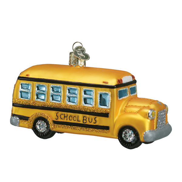 School Bus Glass Ornament