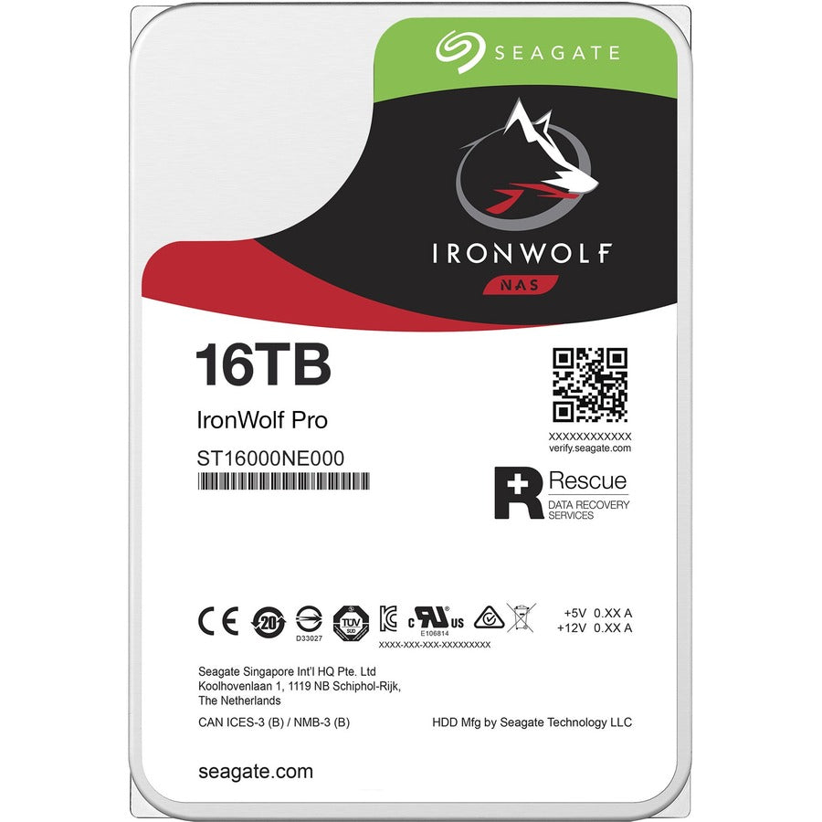 Seagate-IMSourcing IronWolf Pro ST16000NE000 16 TB Hard Drive - 3.5 Internal - SATA (SATA/600) - Conventional Magnetic Recording (CMR) Method"