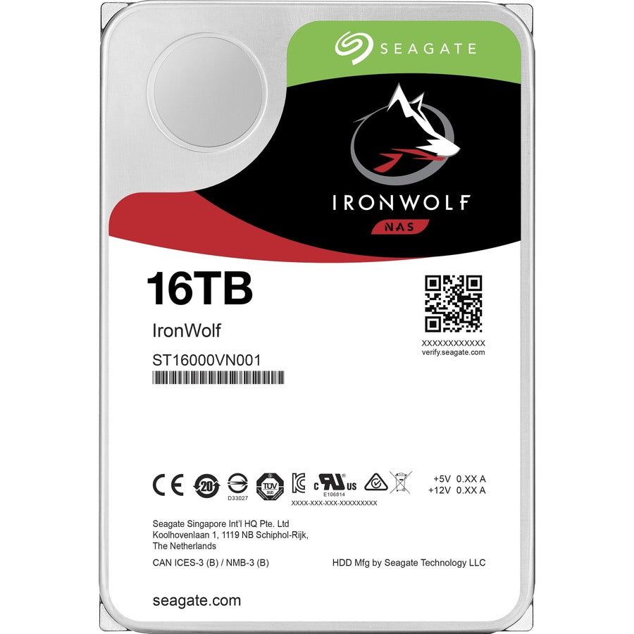 Seagate-IMSourcing IronWolf ST16000VN001 16 TB Hard Drive - 3.5 Internal - SATA (SATA/600) - Conventional Magnetic Recording (CMR) Method"