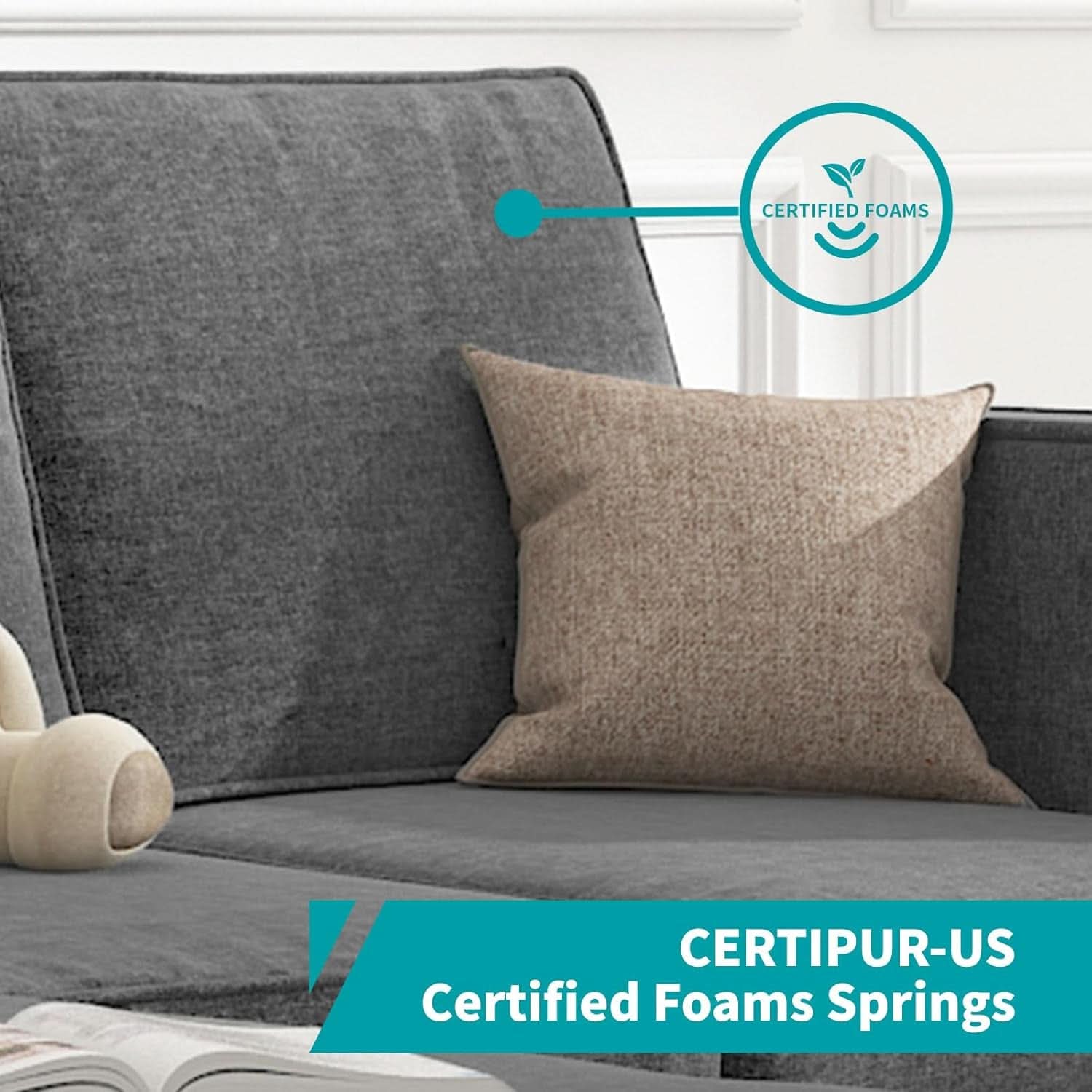 Sectional Sofa With Movable Storage Ottoman Dark Grey
