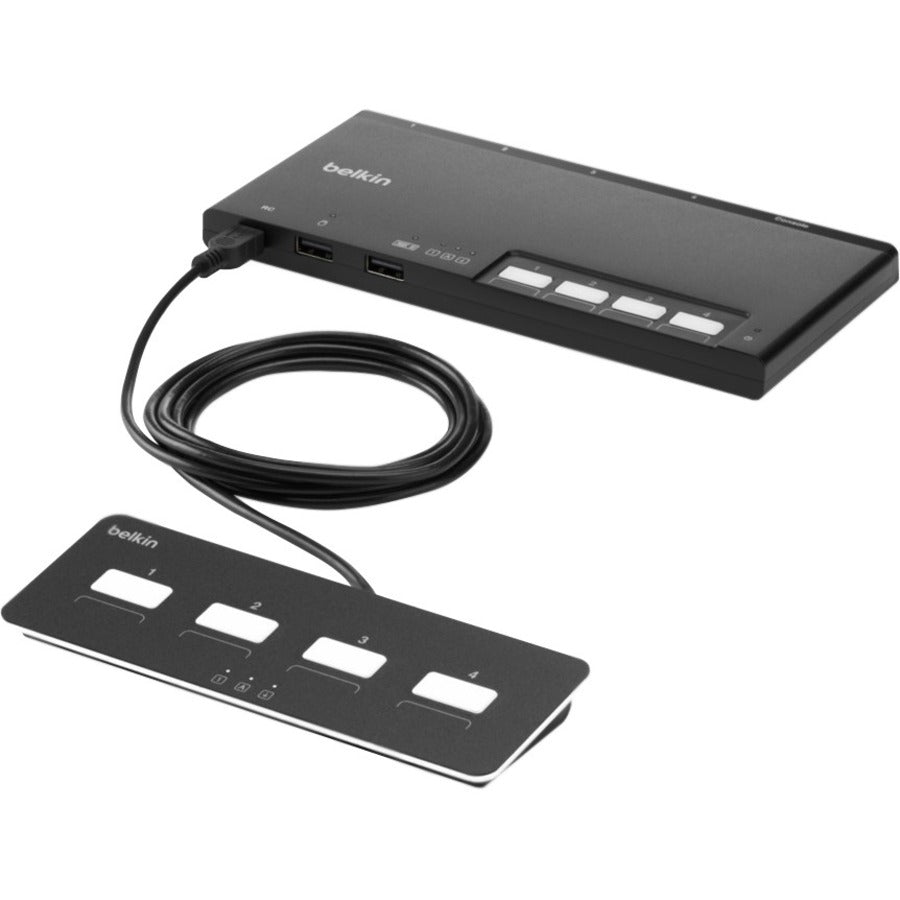 Secure KM Switch NIAP Certified - 4-Port Air-Gap Isolation KM Switch | Belkin F1DN004MOD-KM-4