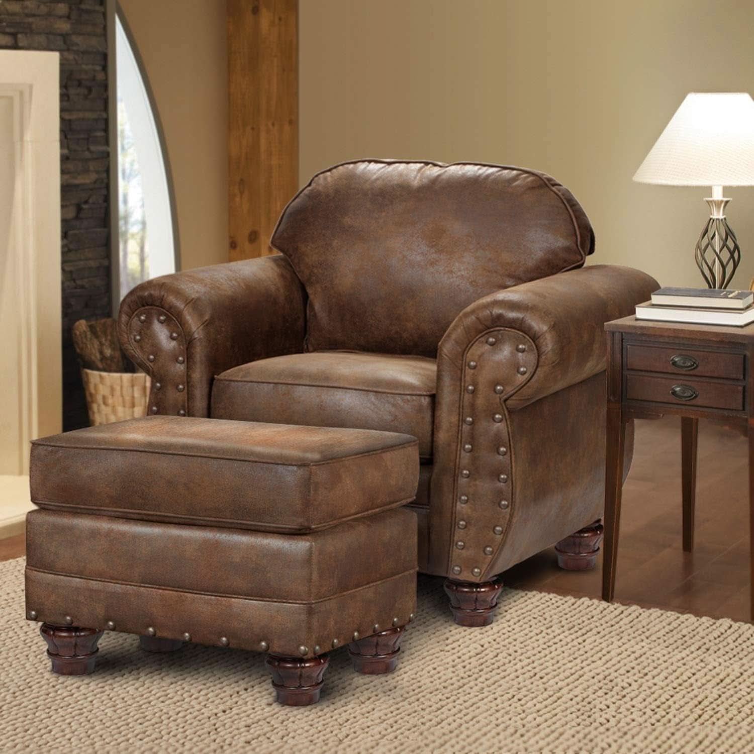Sedona 4 Piece Leather Look Microfiber Sofa Set With Loveseat Chair Ottoman