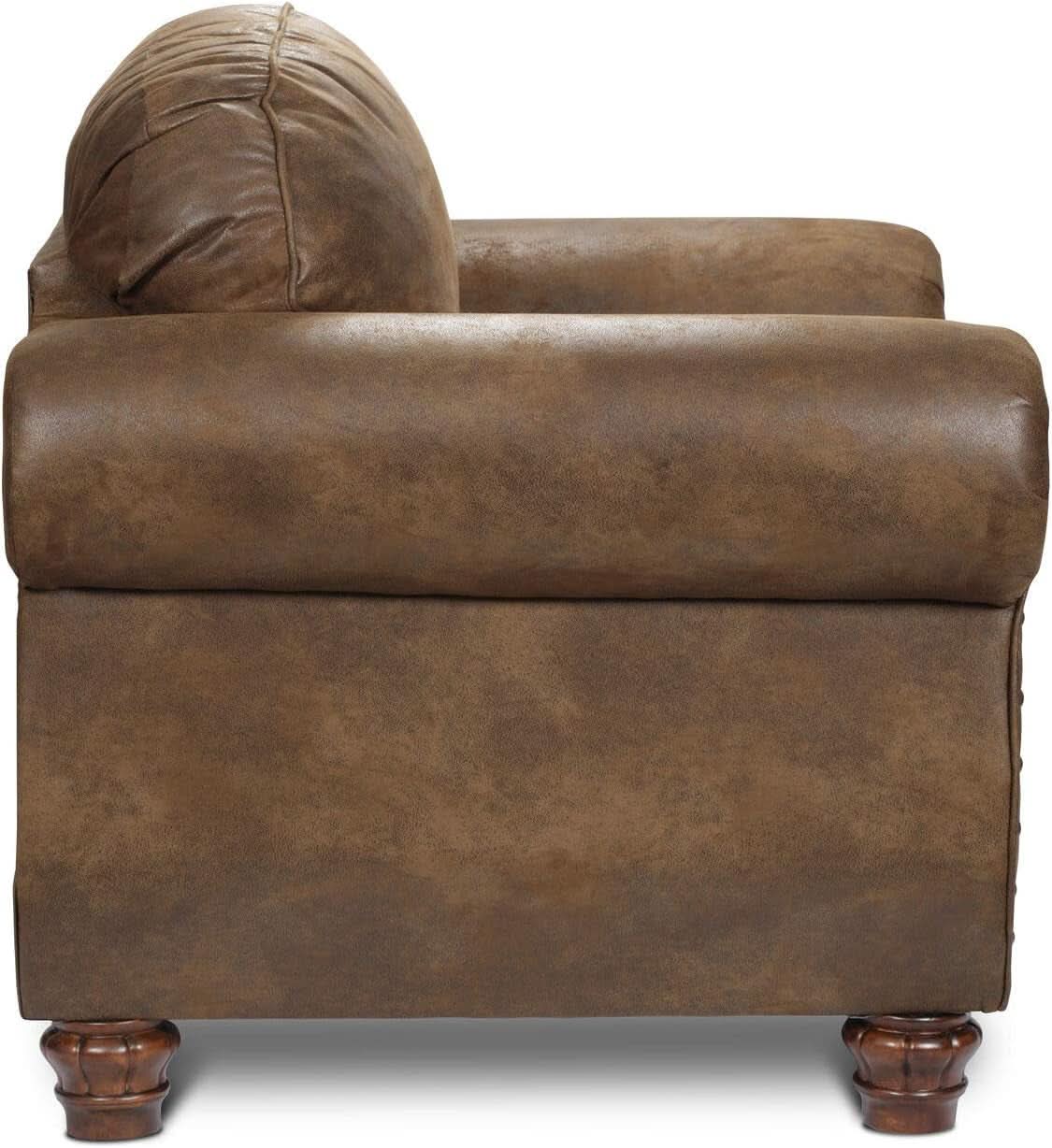 Sedona 4 Piece Leather Look Microfiber Sofa Set With Loveseat Chair Ottoman
