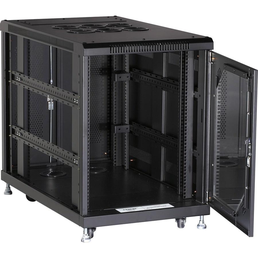 Server Cabinet 15U Tempered Glass Door - Black Box Select Network Rack | TecISoft RM2510A