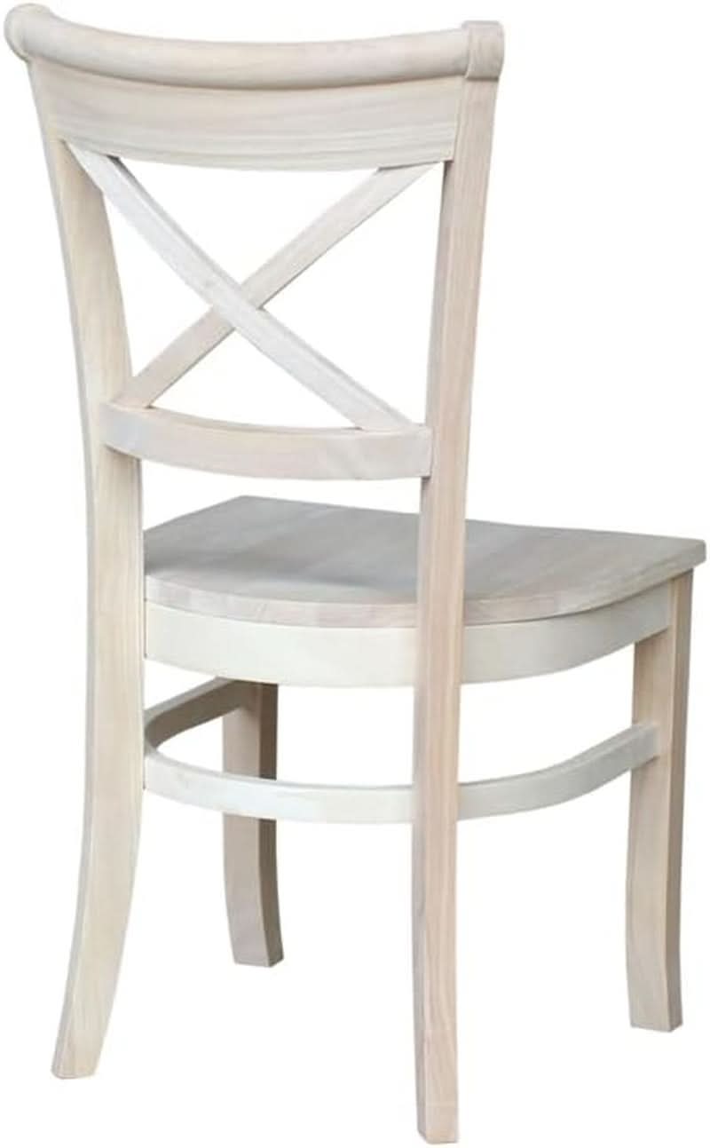 Set Of 2 35.8 In Parawood X Back Dining Chairs Unfinished