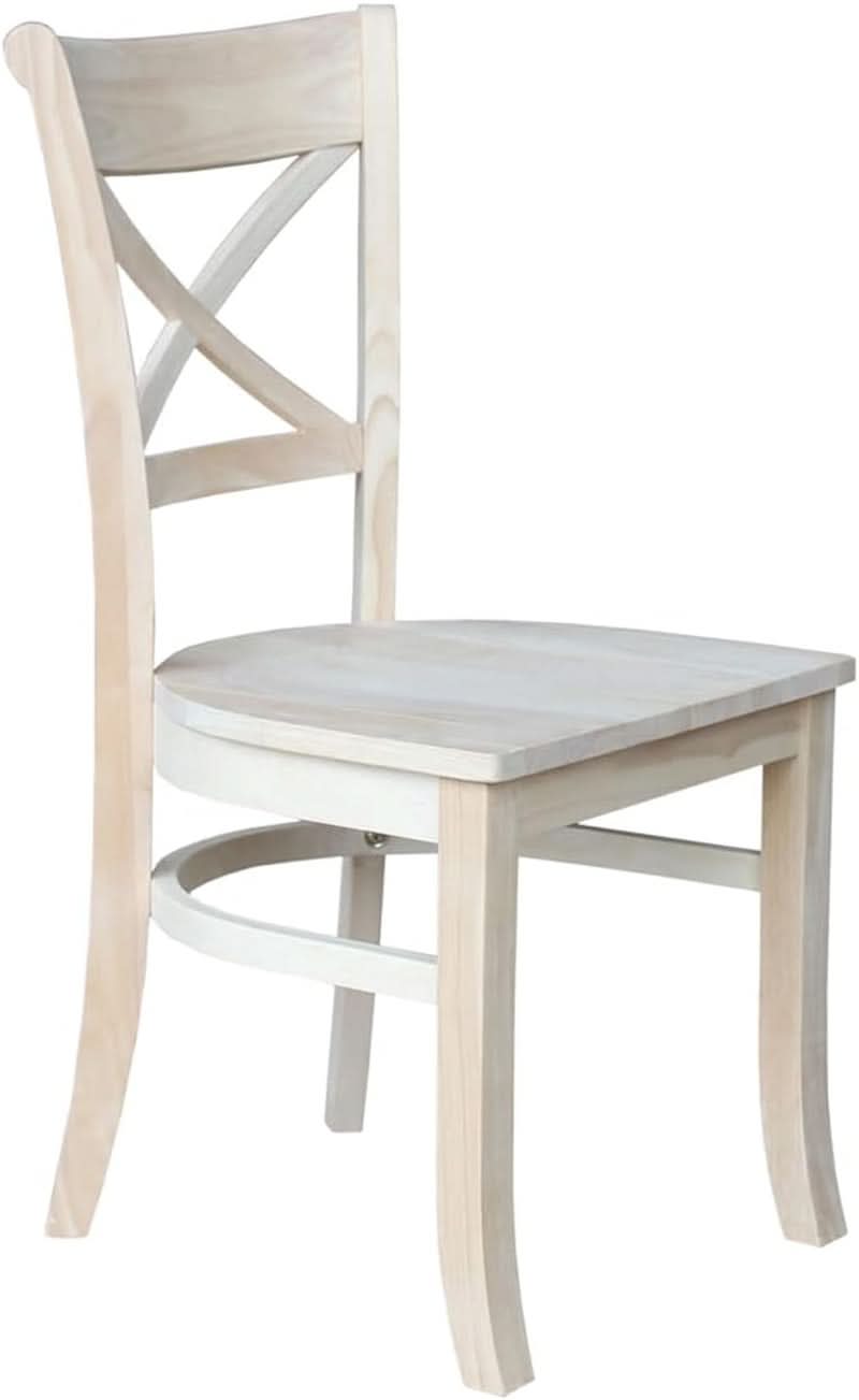 Set Of 2 35.8 In Parawood X Back Dining Chairs Unfinished