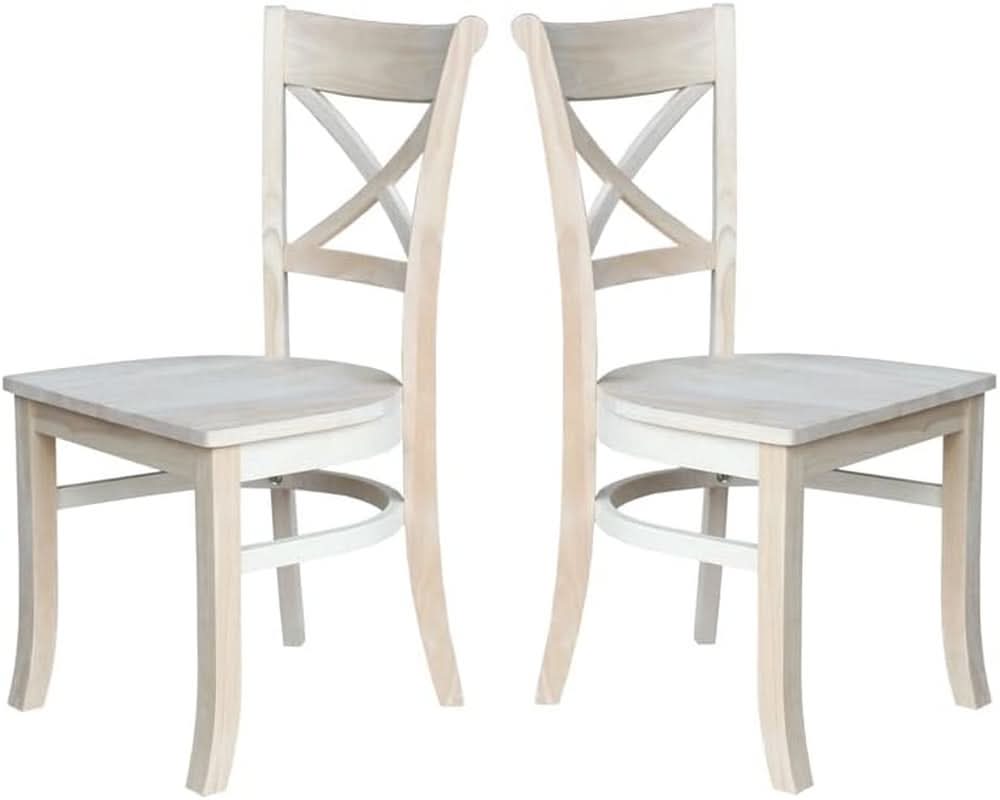 Set Of 2 35.8 In Parawood X Back Dining Chairs Unfinished