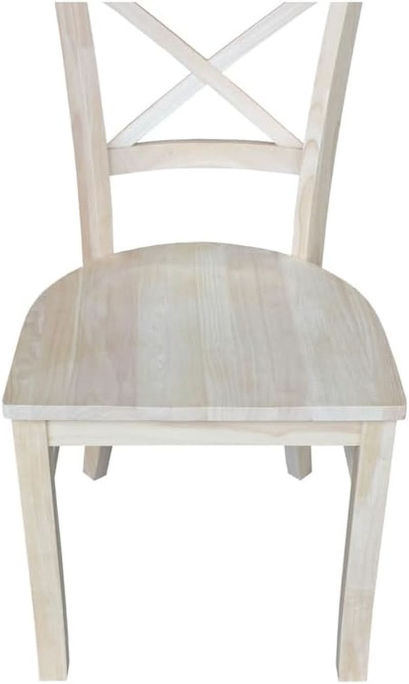 Set Of 2 35.8 In Parawood X Back Dining Chairs Unfinished
