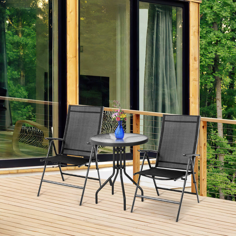 Set Of 2 Adjustable Portable Patio Folding Recliner Chairs