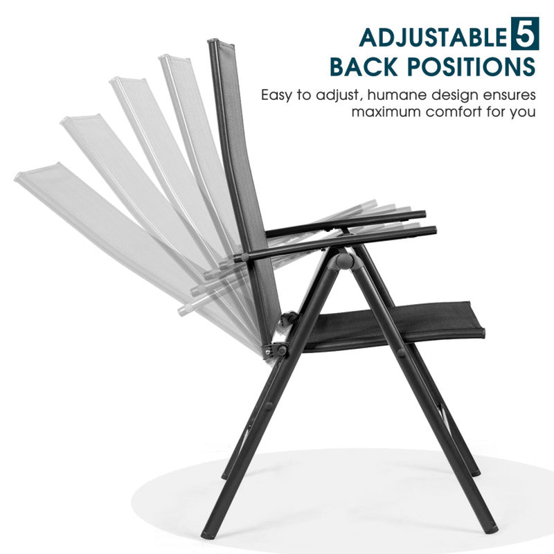 Set Of 2 Adjustable Portable Patio Folding Recliner Chairs