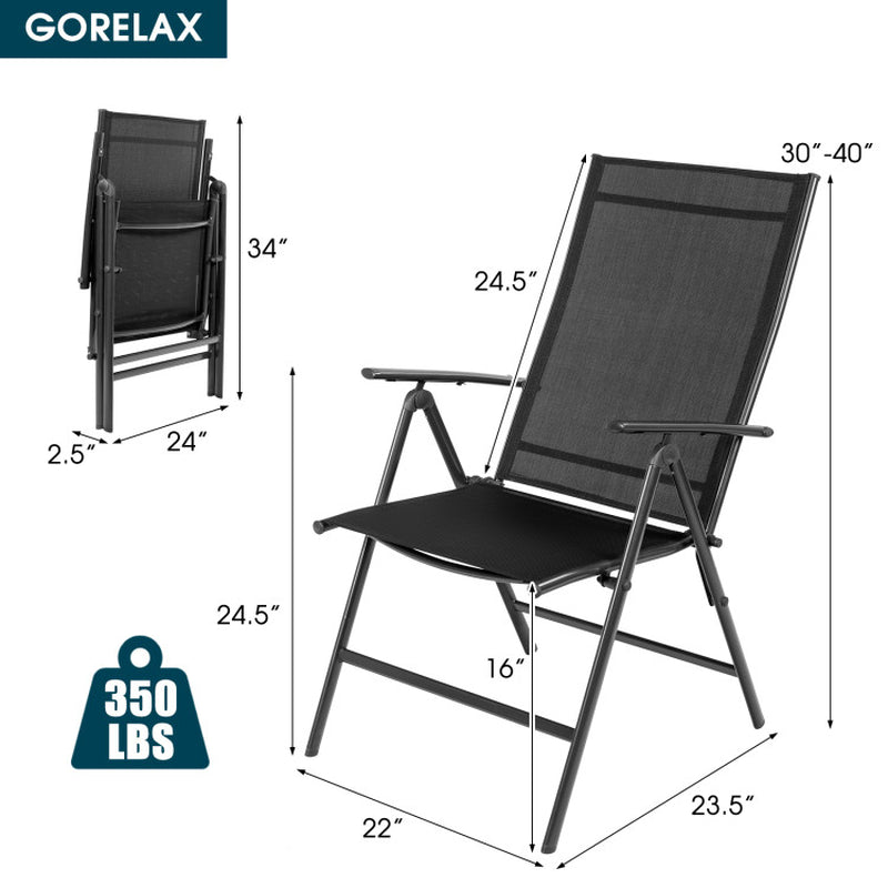 Set Of 2 Adjustable Portable Patio Folding Recliner Chairs