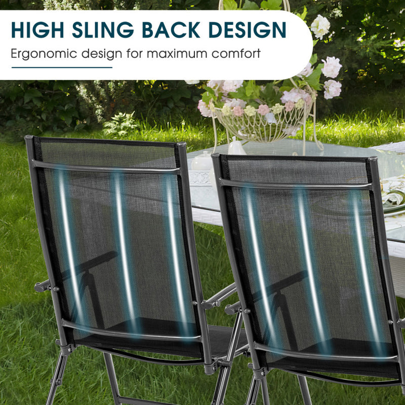 Set Of 2 Adjustable Portable Patio Folding Recliner Chairs