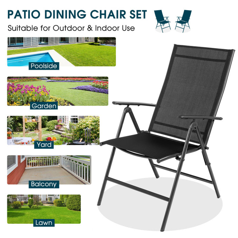 Set Of 2 Adjustable Portable Patio Folding Recliner Chairs
