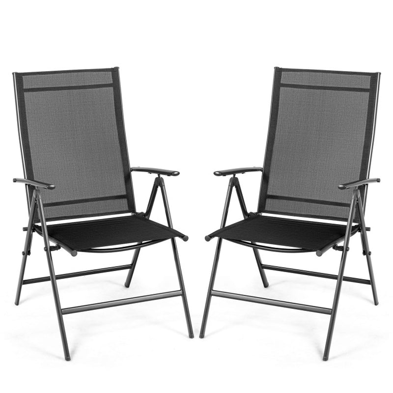 Set Of 2 Adjustable Portable Patio Folding Recliner Chairs