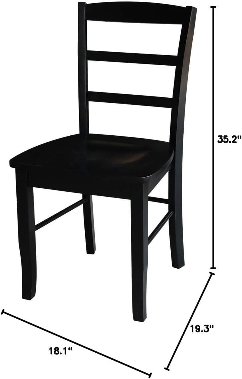 Set Of 2 Black Madrid Ladderback Dining Chairs For Kitchen
