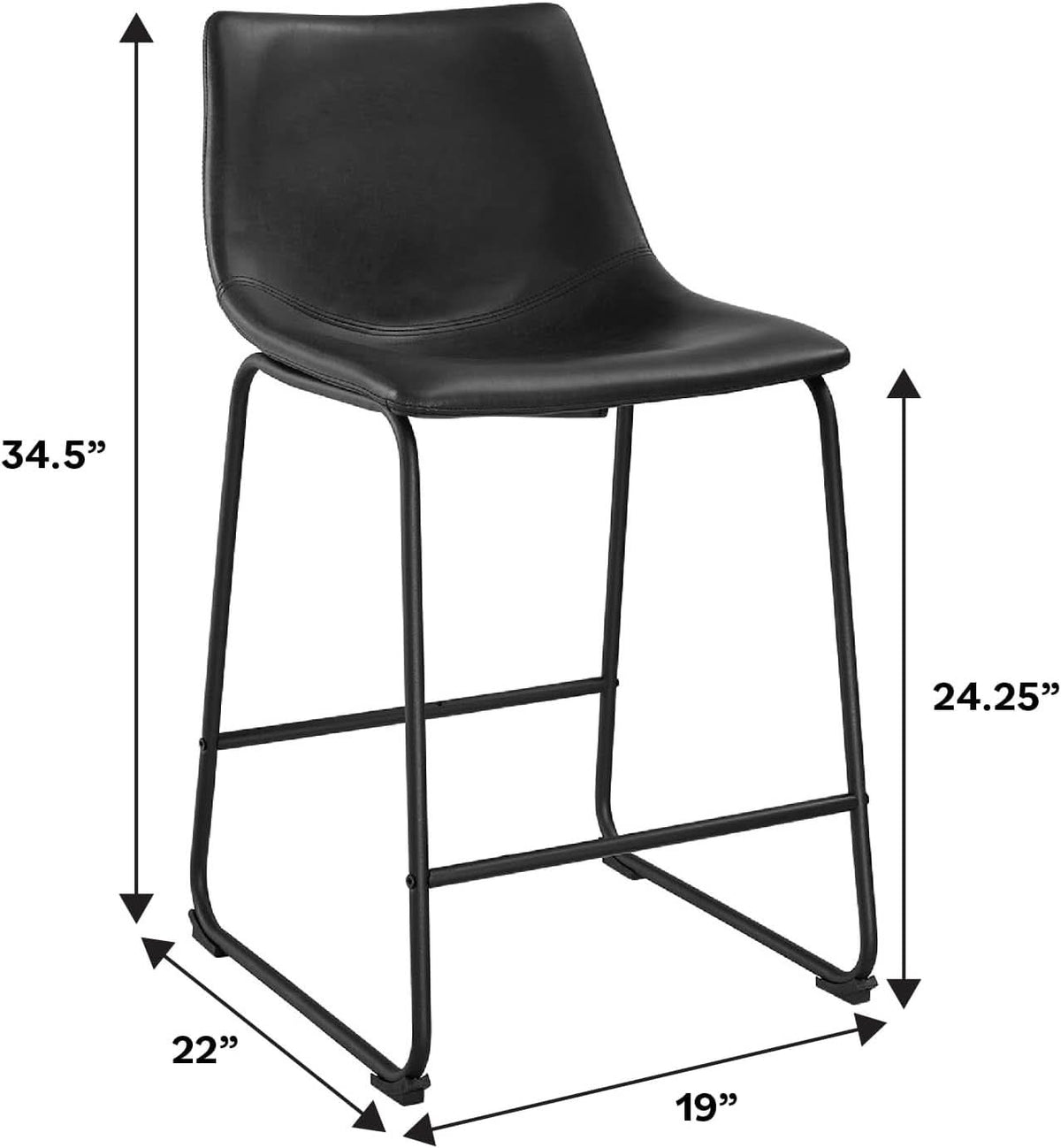Set Of 2 Faux Leather Counter Height Stools For Kitchen