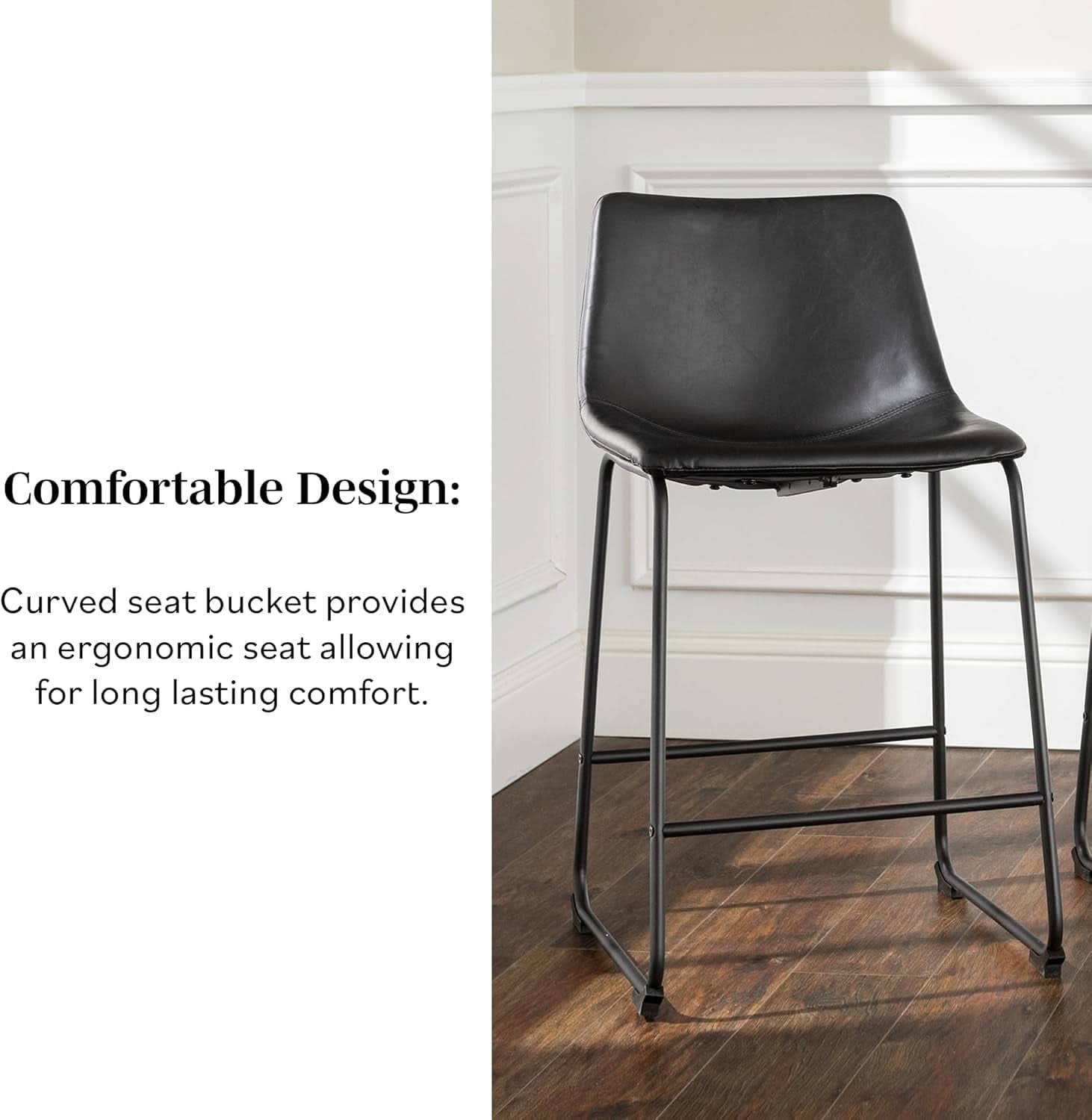 Set Of 2 Faux Leather Counter Height Stools For Kitchen