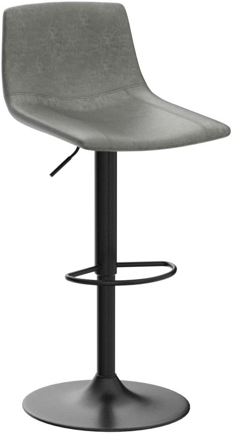Set Of 2 Gray Adjustable Bar Stools With Back And Footrest