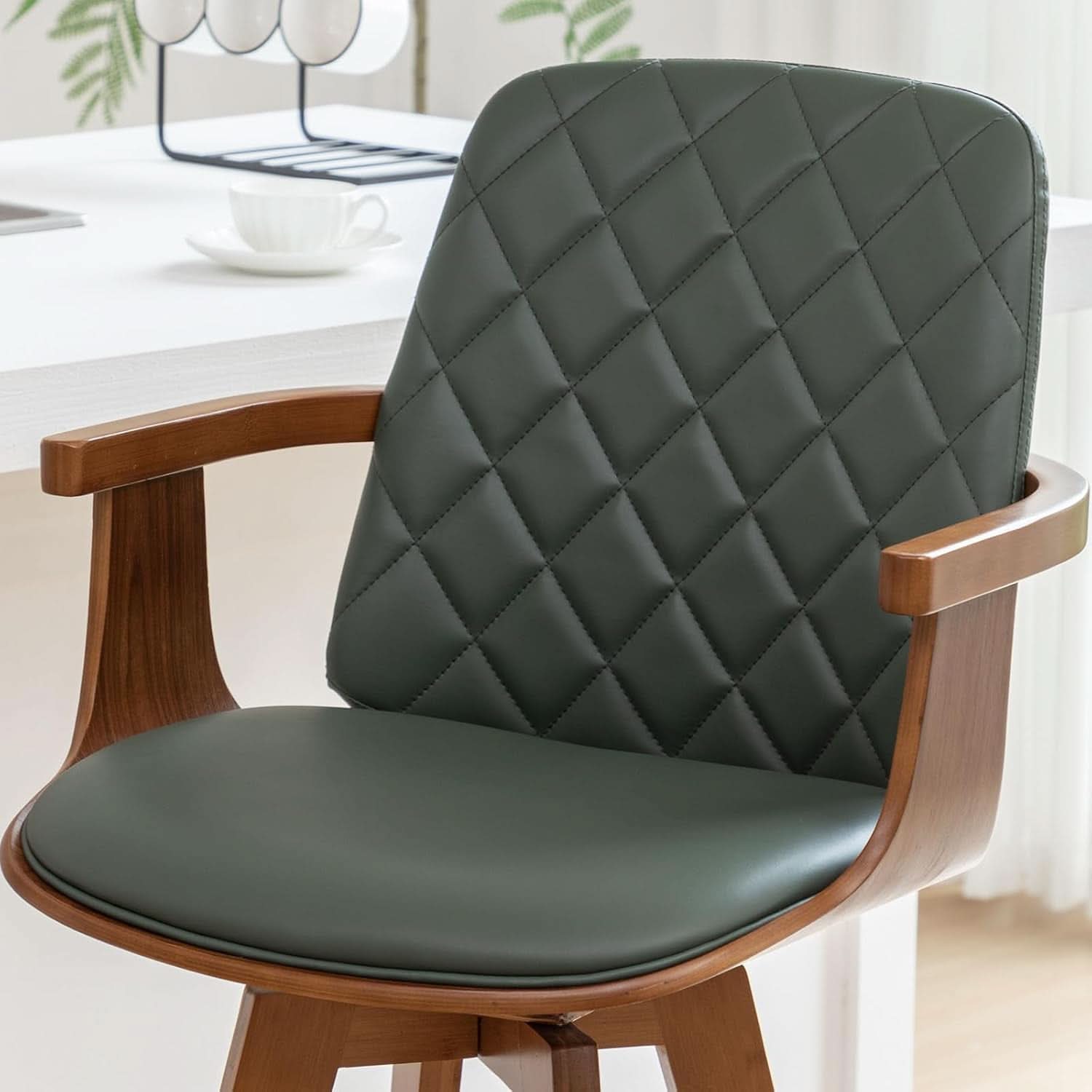 Set Of 2 Green Swivel Bar Height Stools For Kitchen Island
