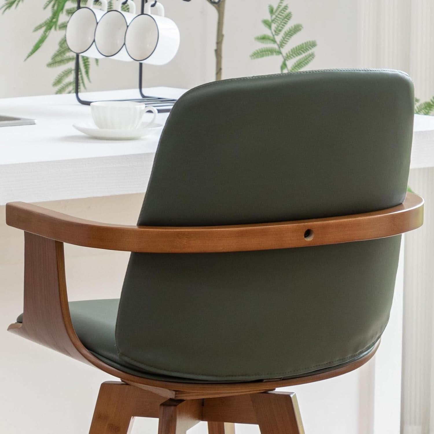Set Of 2 Green Swivel Bar Height Stools For Kitchen Island