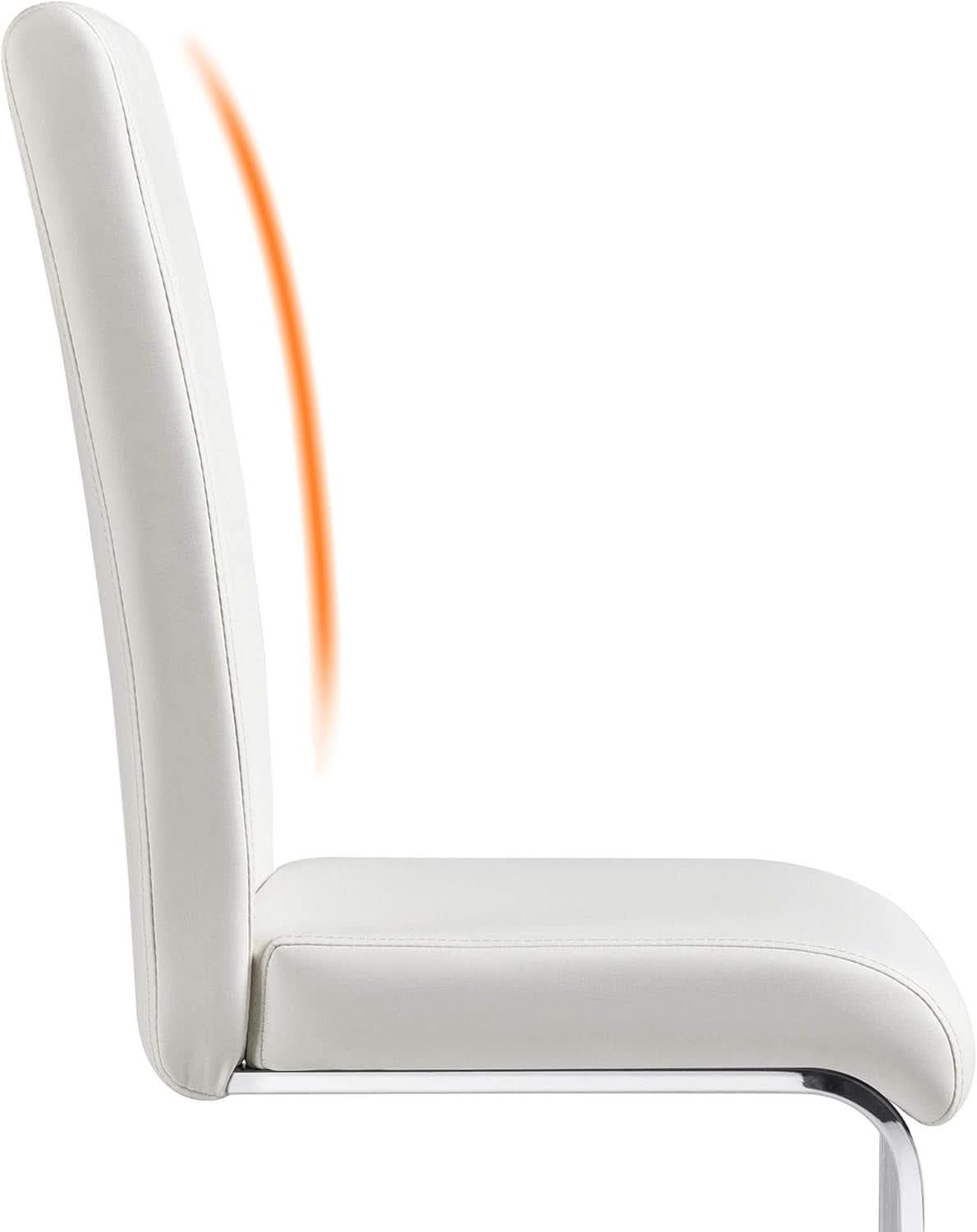 Set Of 2 High Back Faux Leather Dining Chairs White