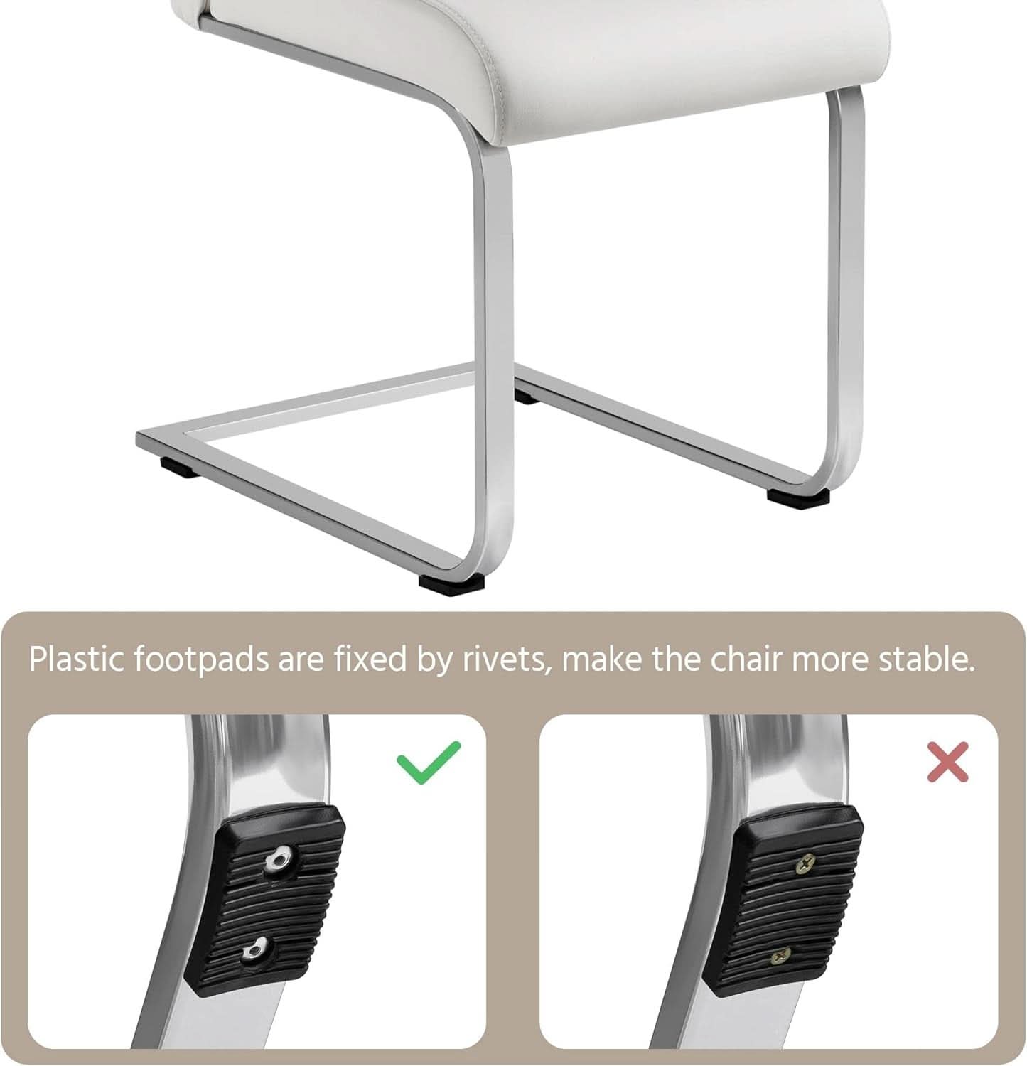 Set Of 2 High Back Faux Leather Dining Chairs White