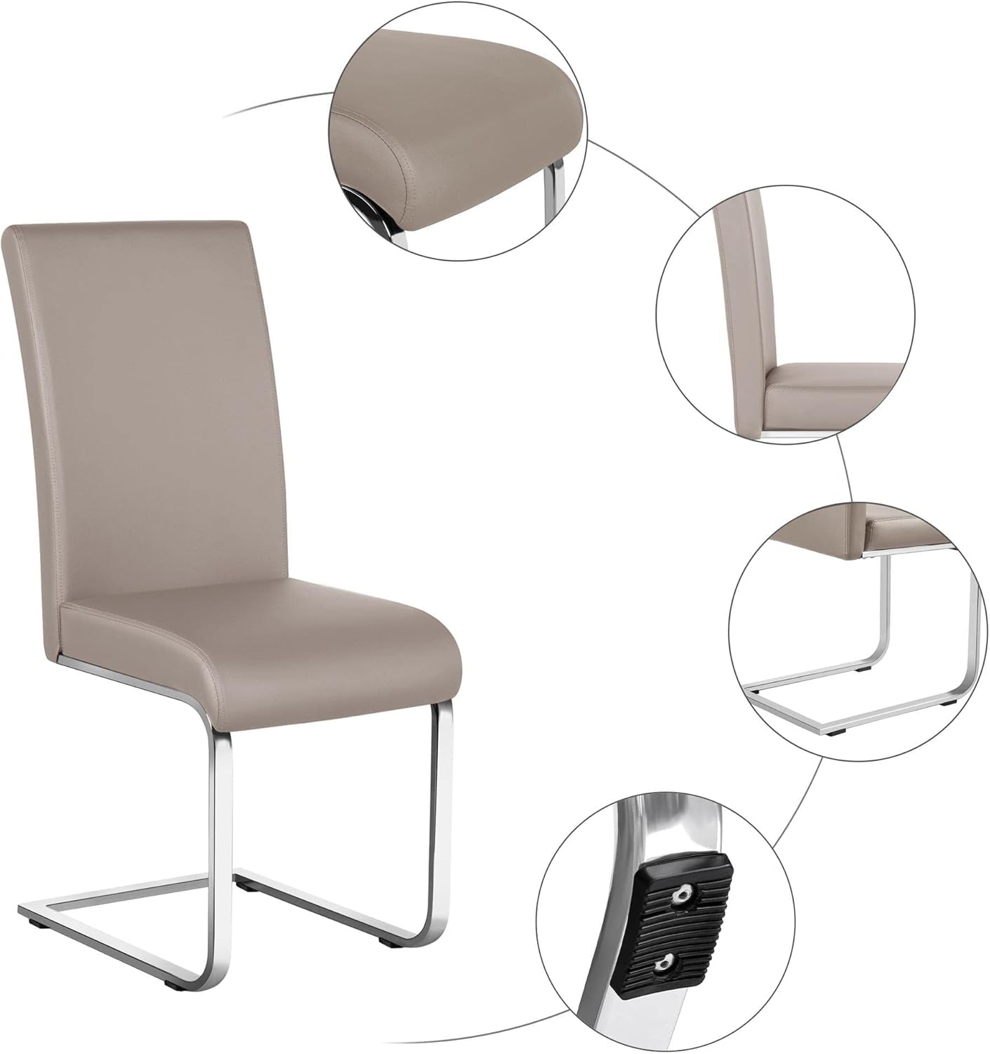 Set Of 2 Light Brown High Back Modern Dining Chairs