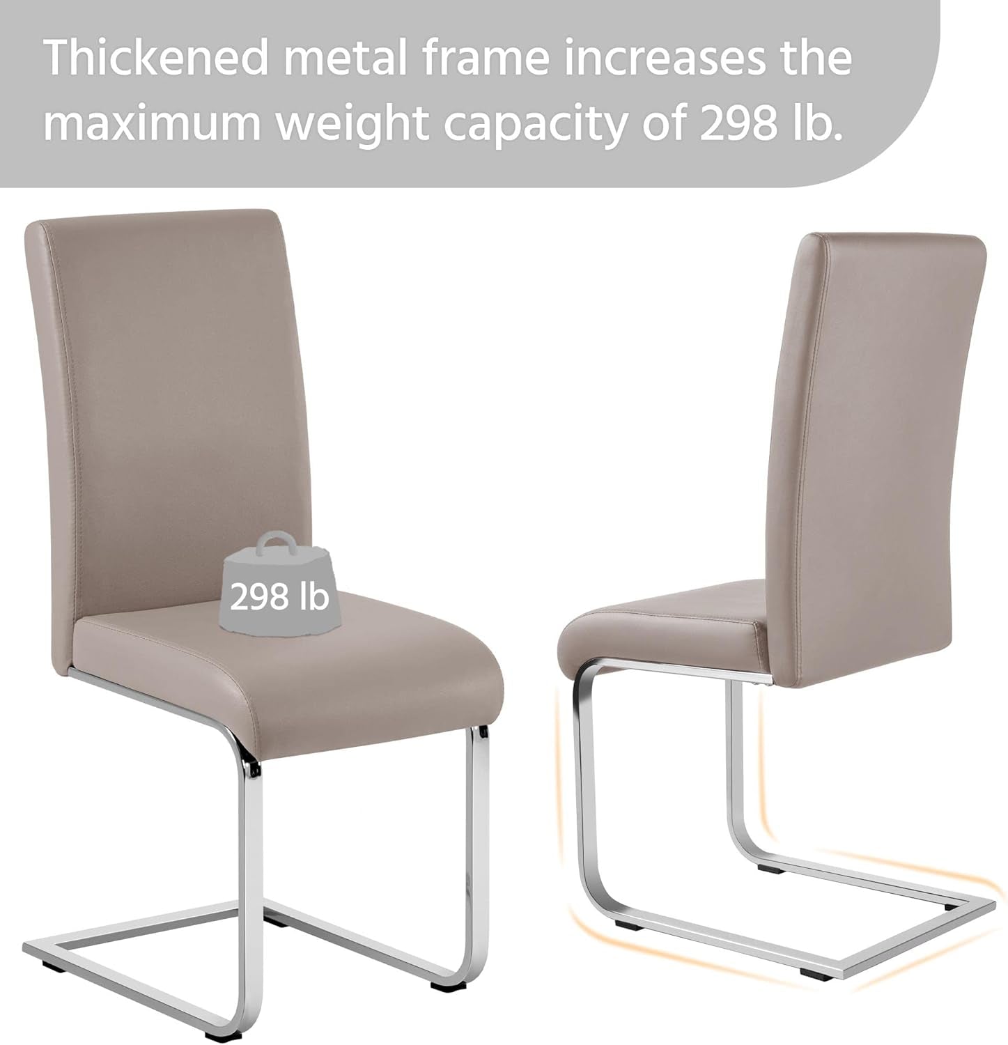 Set Of 2 Light Brown High Back Modern Dining Chairs