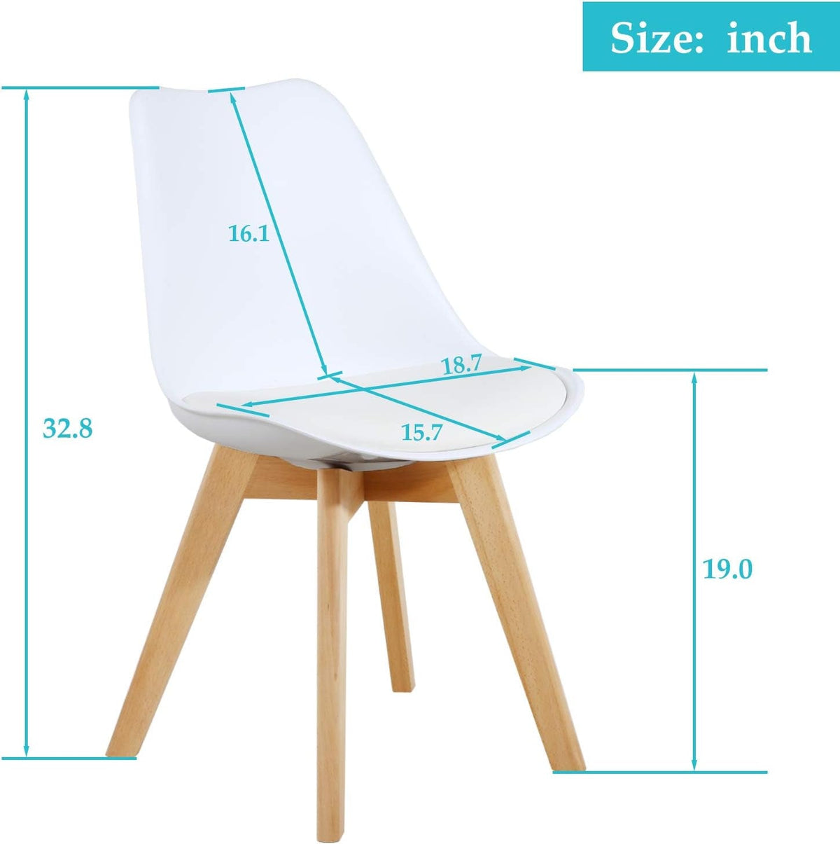 Set Of 2 Modern Shell Lounge Dining Chairs With White Shell And Wood Legs