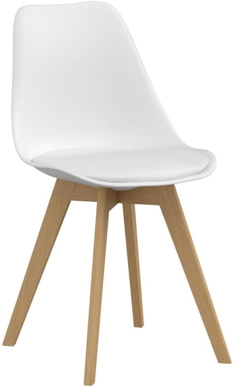 Set Of 2 Modern Shell Lounge Dining Chairs With White Shell And Wood Legs