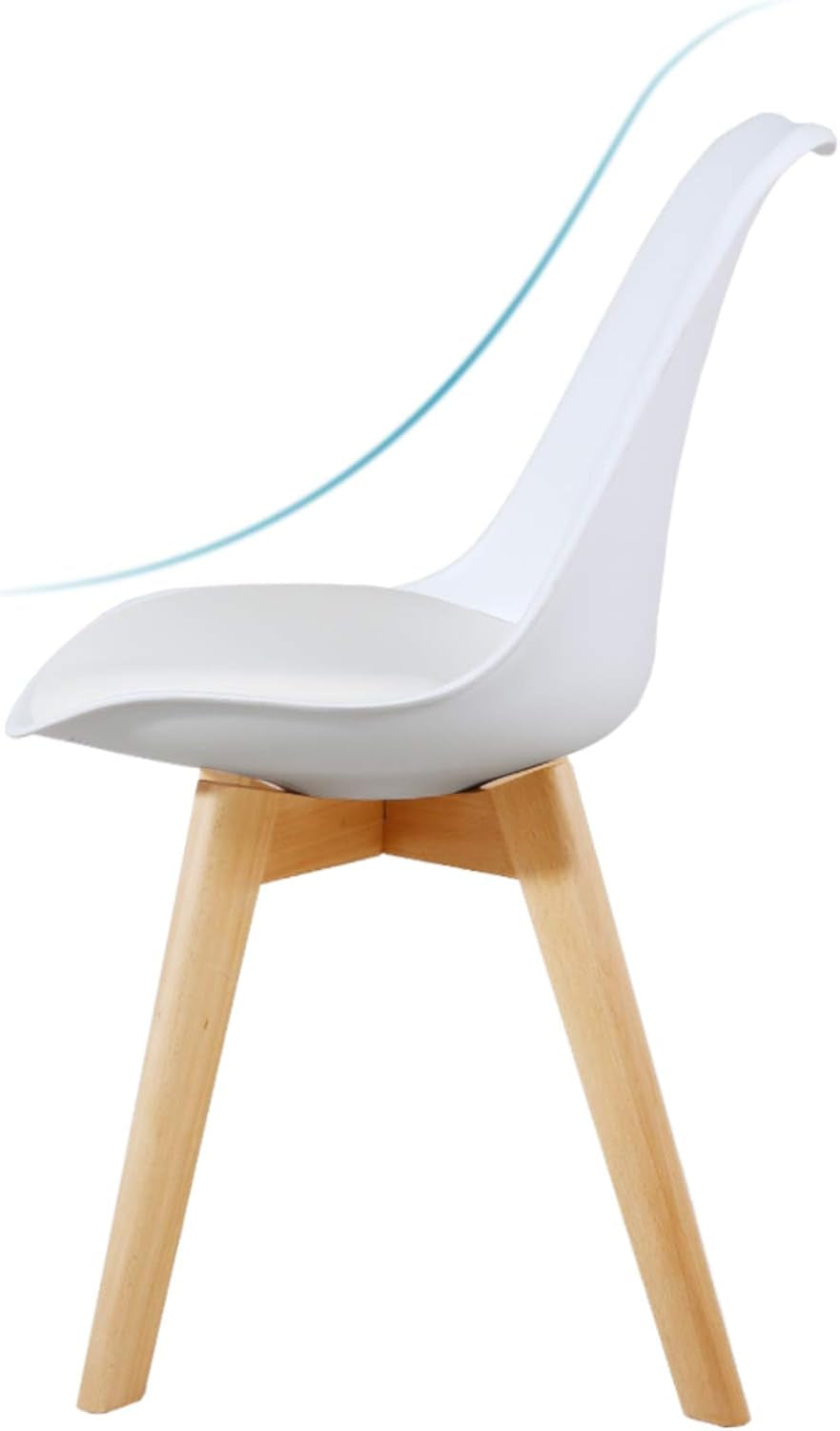 Set Of 2 Modern Shell Lounge Dining Chairs With White Shell And Wood Legs