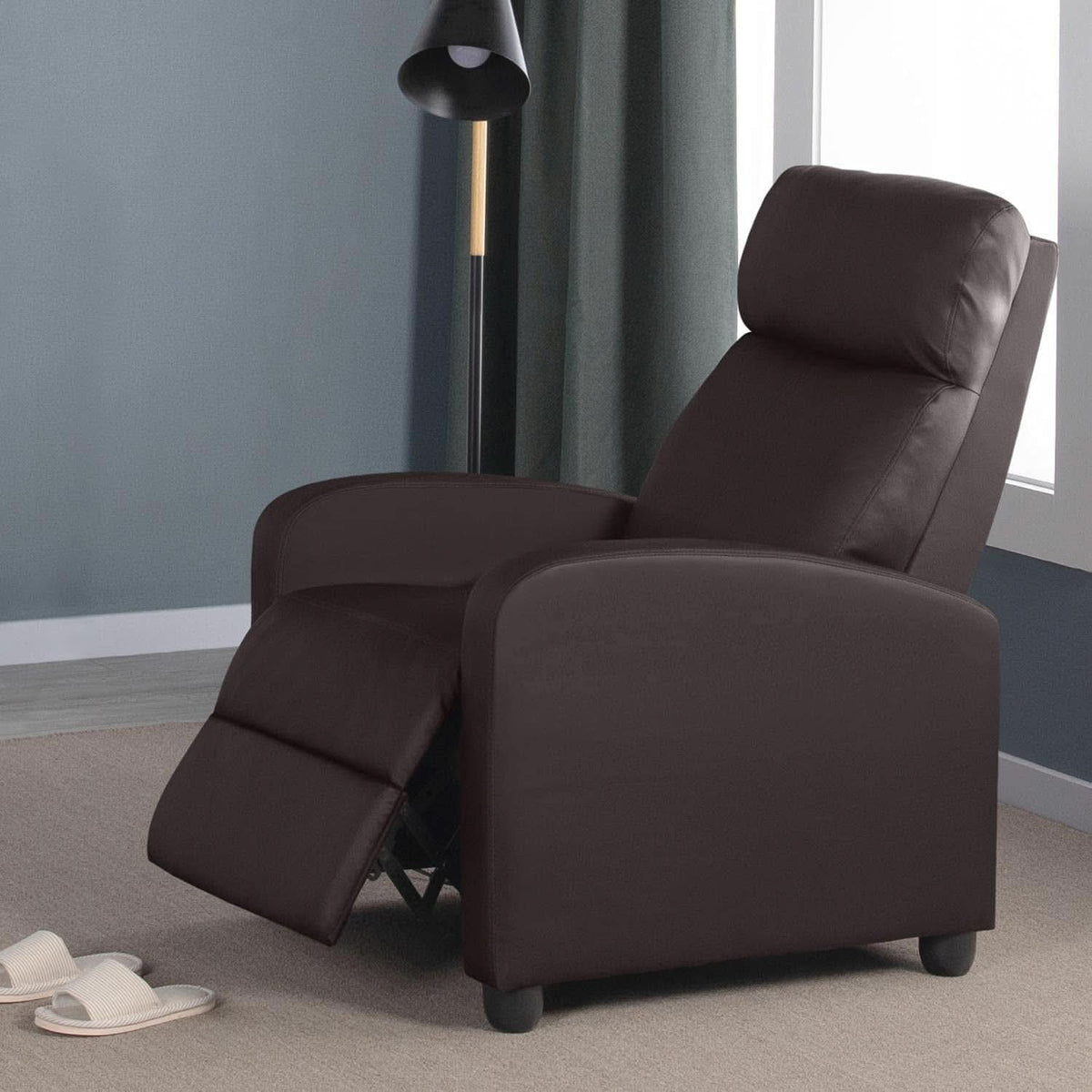 Set Of 2 PU Leather Padded Recliner Chairs For Living Room