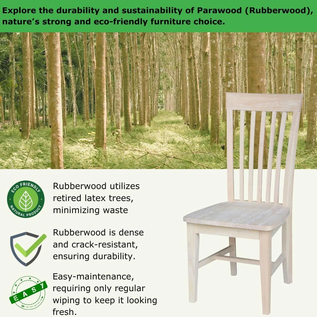 Set Of 2 Tall Mission Dining Chairs Unfinished Parawood