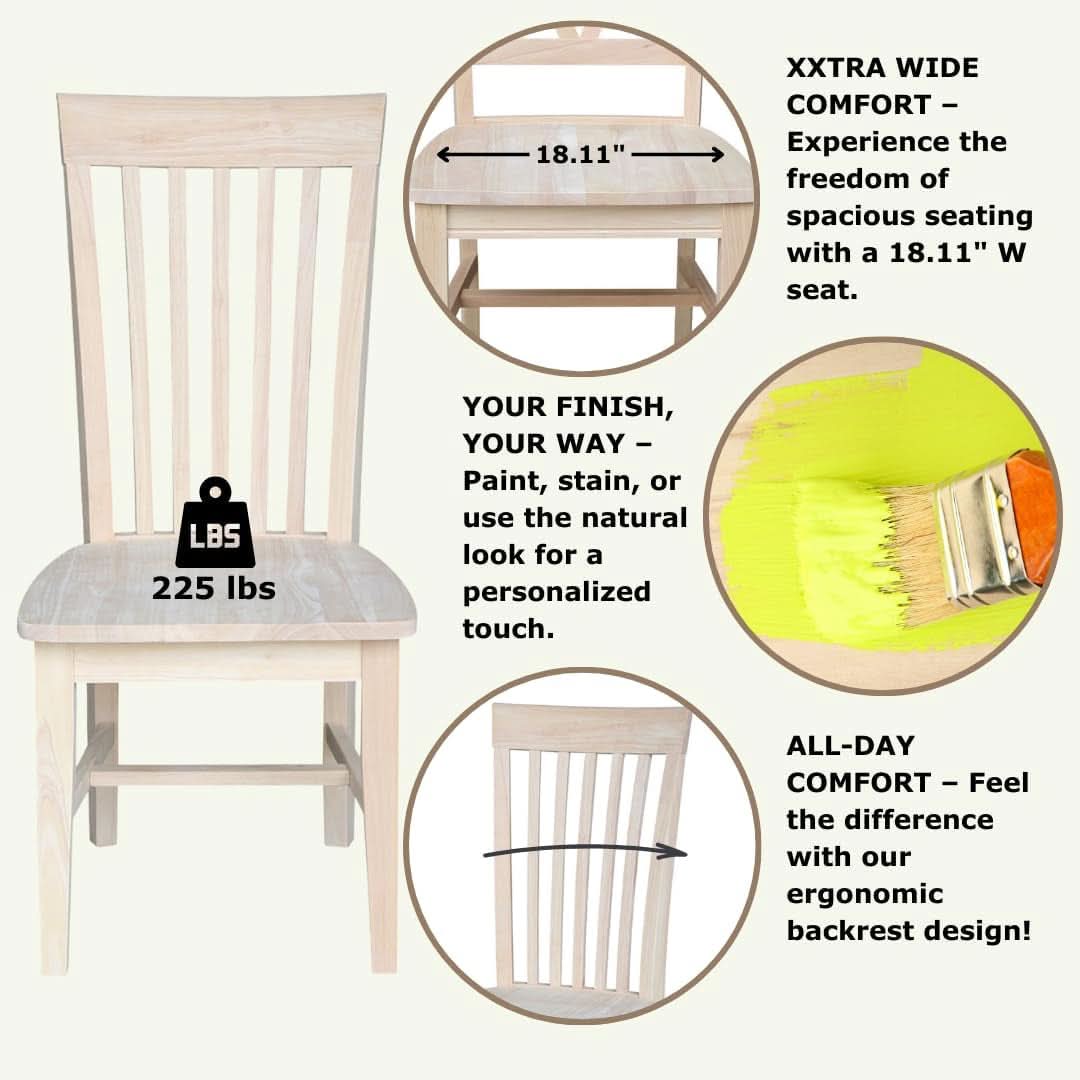 Set Of 2 Tall Mission Dining Chairs Unfinished Parawood