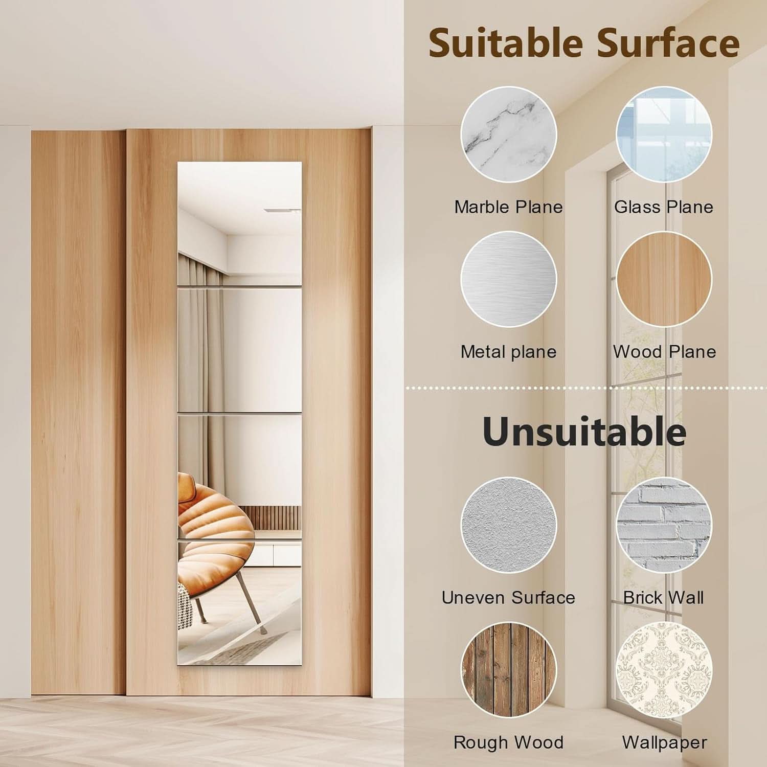 Set Of 4 12x12 Inch Acrylic Mirror Tiles For Wall Decor
