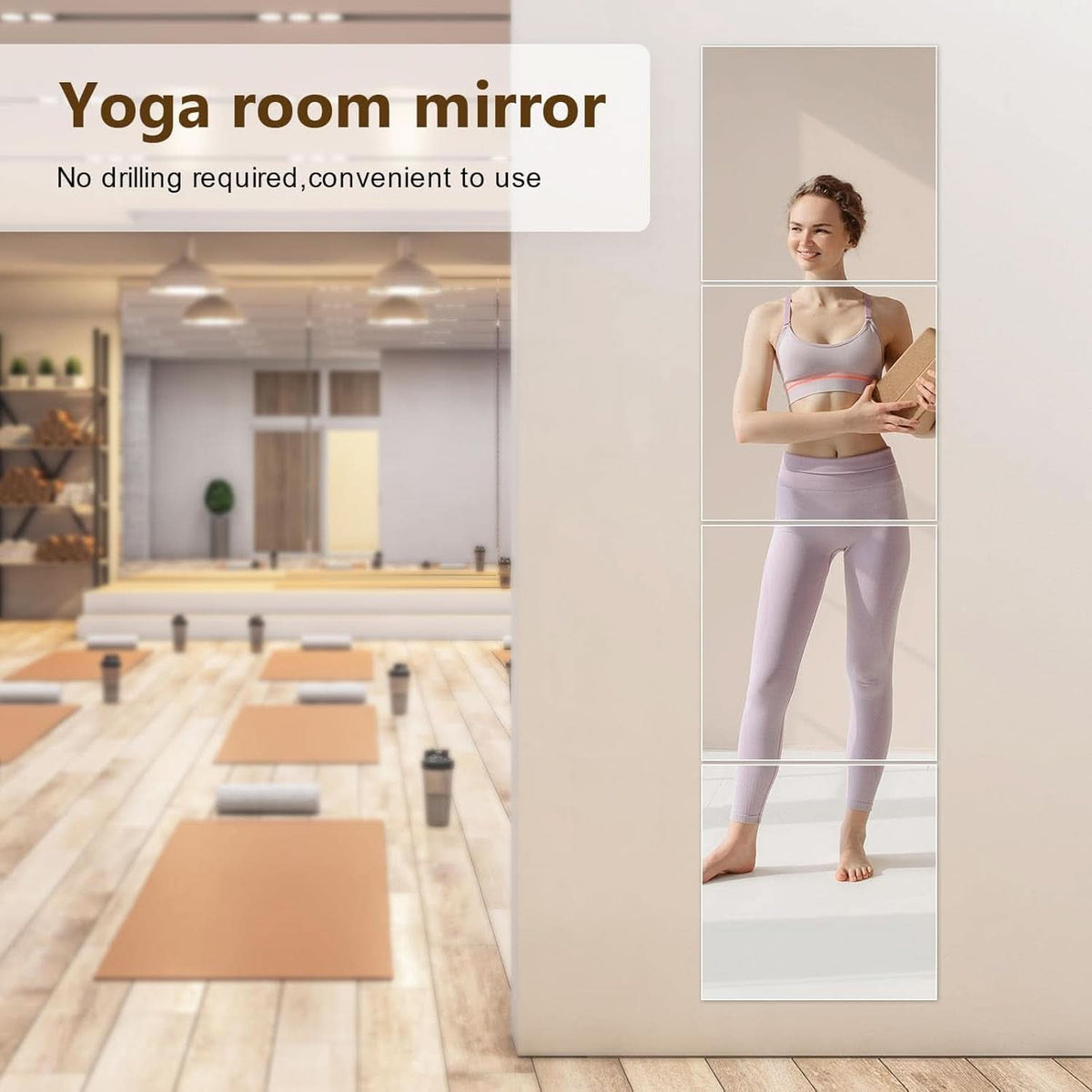 Set Of 4 12x12 Inch Acrylic Mirror Tiles For Wall Decor