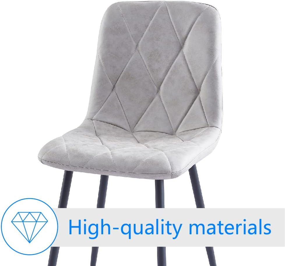 Set Of 4 Grey Metal Frame Dining Chairs For Kitchen And Dining Room