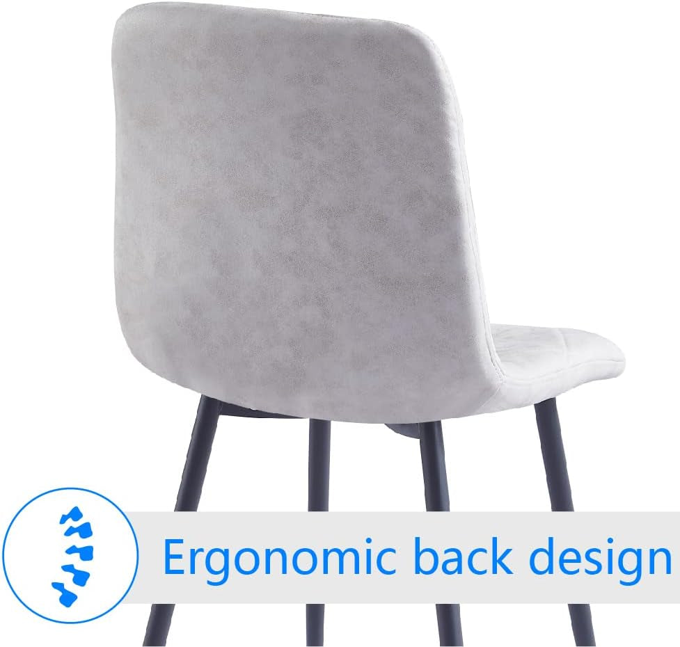 Set Of 4 Grey Metal Frame Dining Chairs For Kitchen And Dining Room