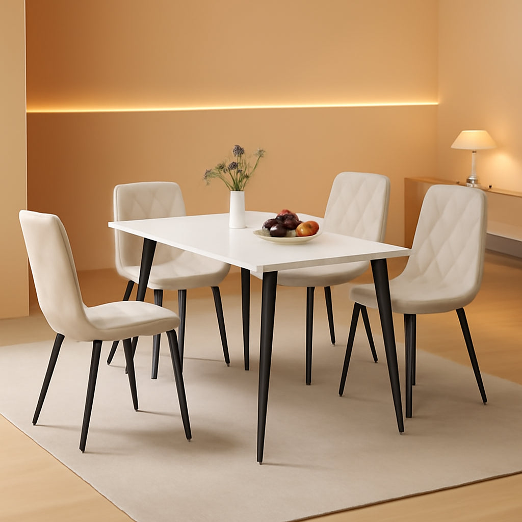 Set Of 4 Grey Metal Frame Dining Chairs For Kitchen And Dining Room