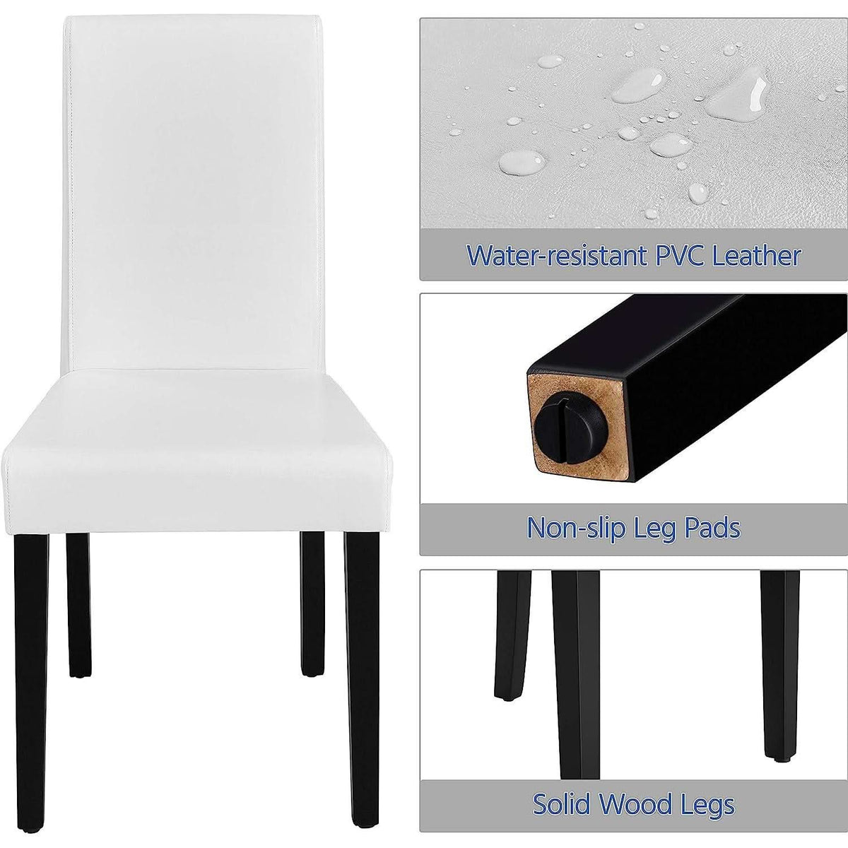 Set Of 4 Modern Parson Chairs With Faux Leather White