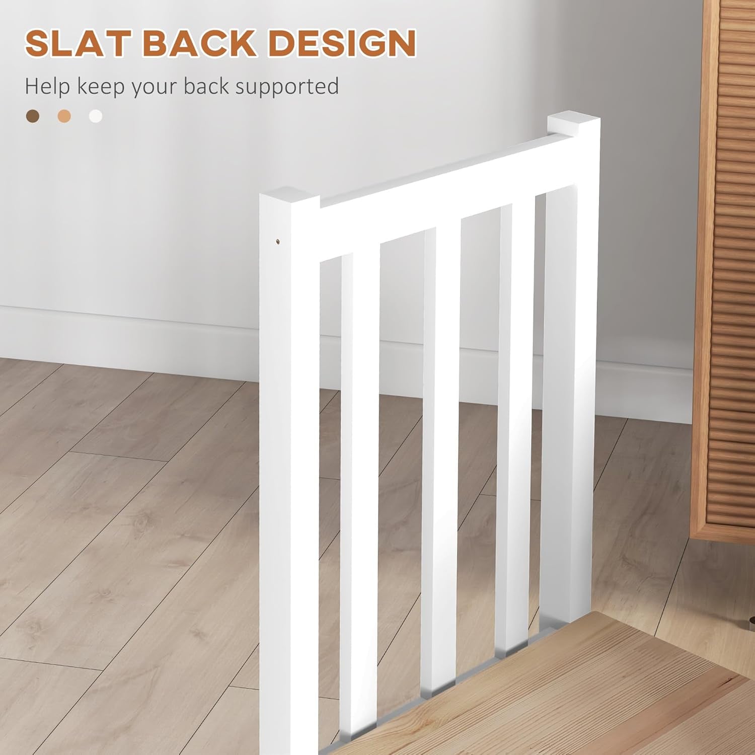 Set Of 4 Slat Back Dining Chairs White Finish Farmhouse
