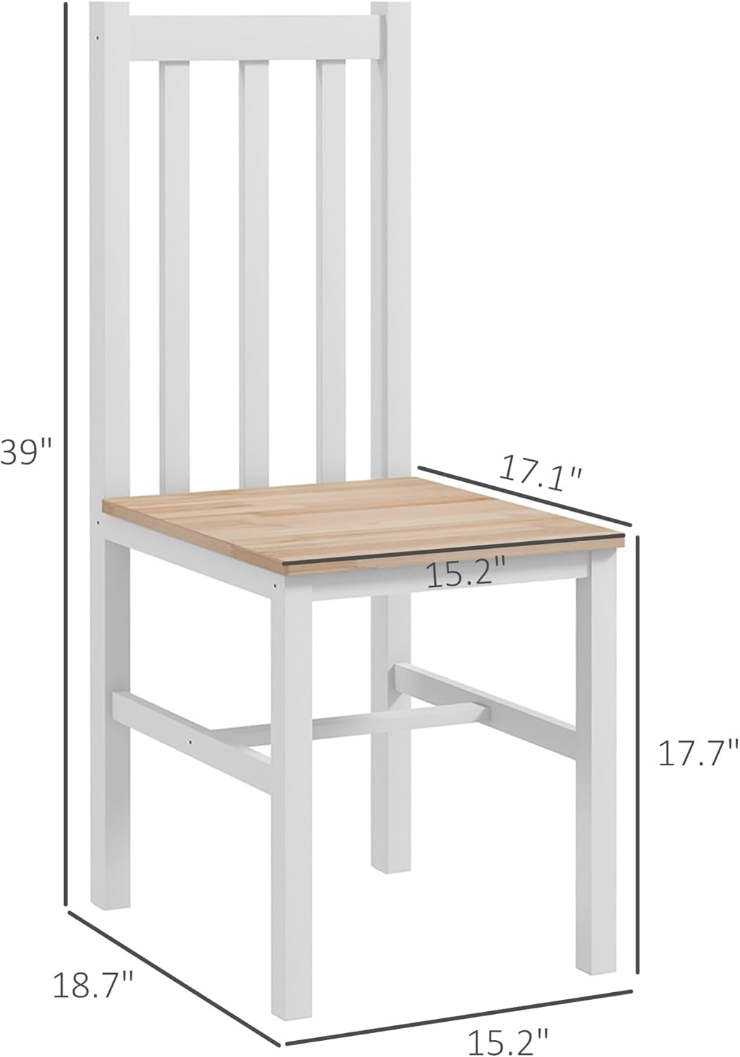 Set Of 4 Slat Back Dining Chairs White Finish Farmhouse