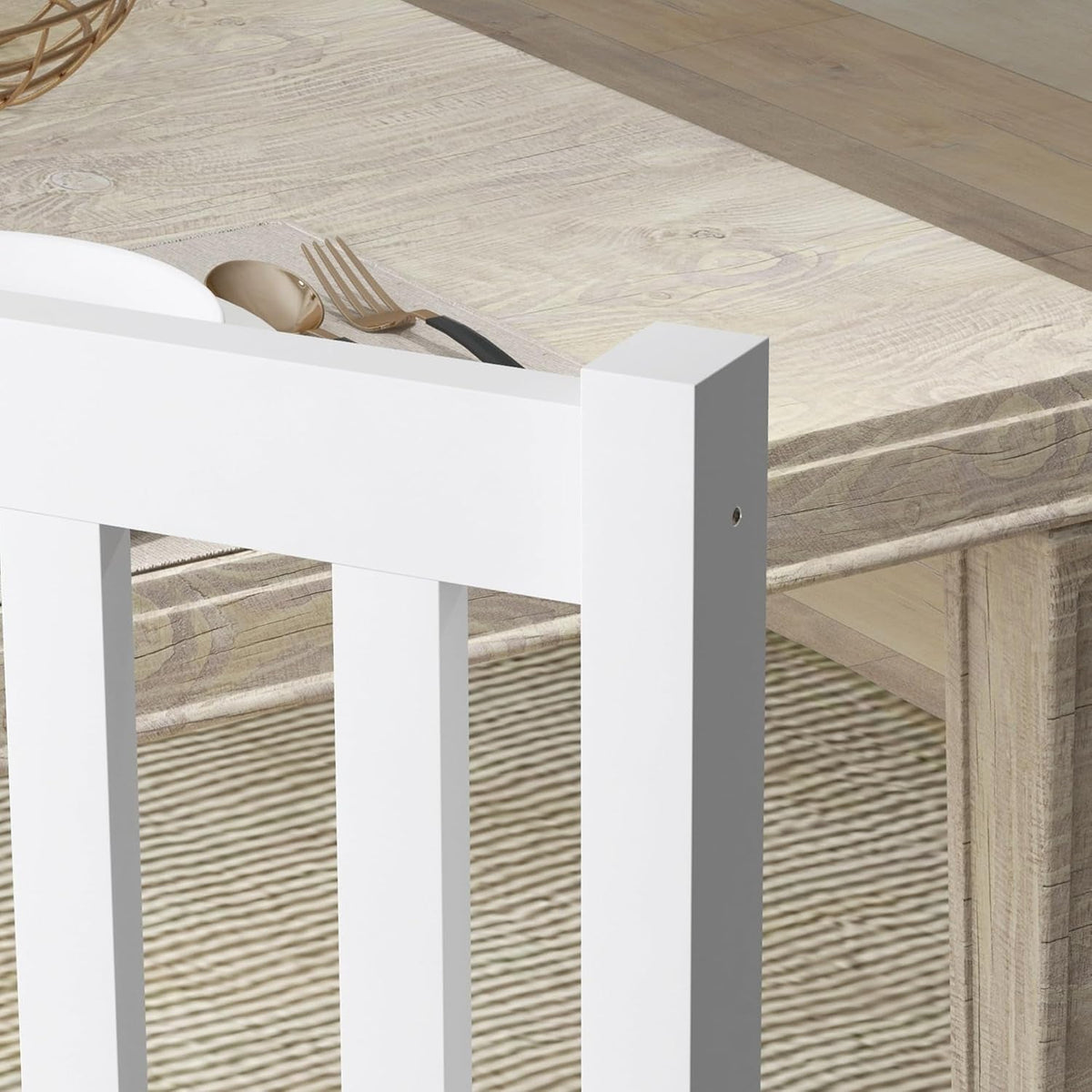 Set Of 4 Slat Back Dining Chairs White Finish Farmhouse