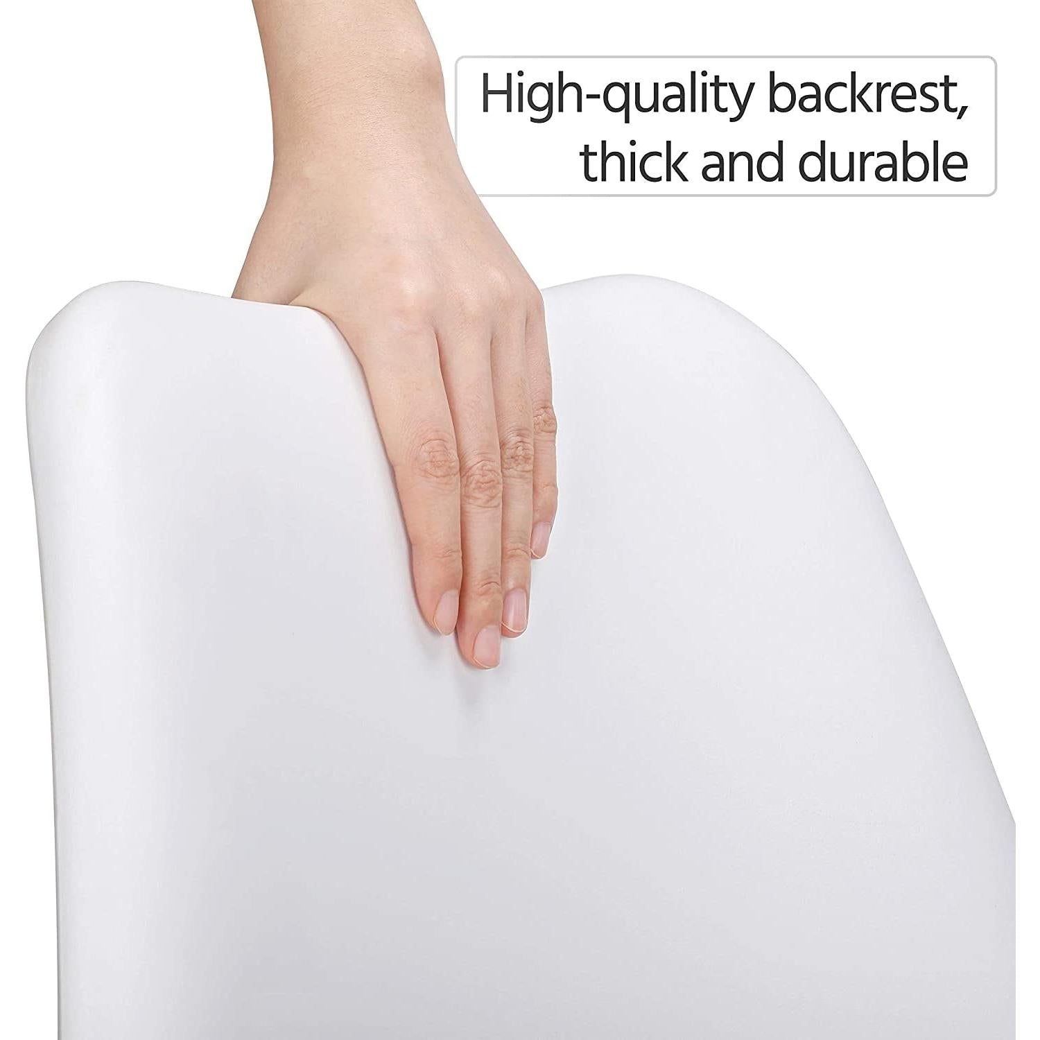 Set Of 4 White PU Upholstered Shell Chairs With Beech Legs