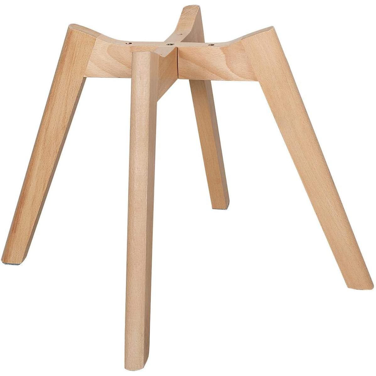 Set Of 4 White PU Upholstered Shell Chairs With Beech Legs