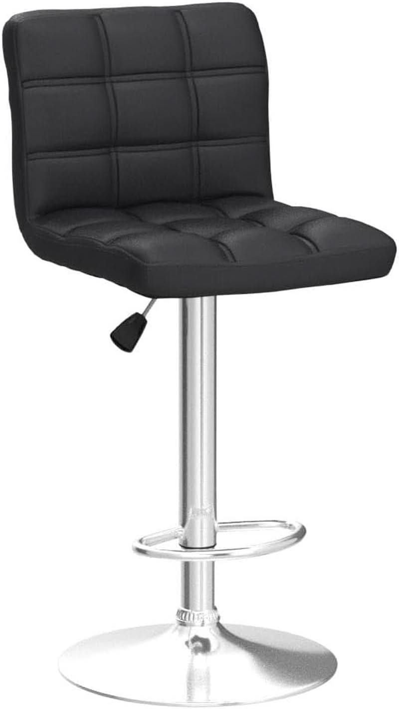 Set of 4 Adjustable Swivel PU Leather Bar Stools Modern